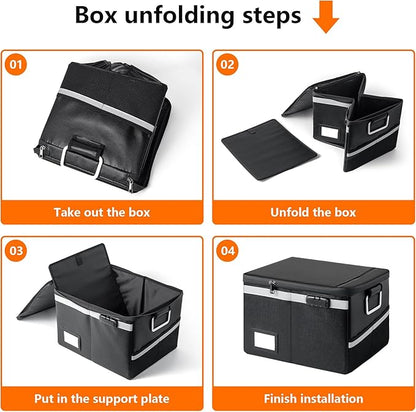 Fireproof Document Box,Portable File Organizer with Lock,Water-Resistant Document Organizer Collapsible File Cabinets for Home Office Safe Storage Box for Hanging Letter/Legal Folders-Orange