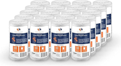 Aquaboon 1 Micron String Wound Water Filter 10x4.5 Replacement - Whole House Water Filter Cartridge Compatible with WP5BB97P,WP10BB97P, AP810, 20-Pack