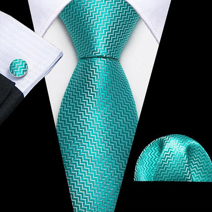 Barry.Wang Tie Sets for Men Silk Solid Necktie Stain Ties Handkerchief Pocket Square Cufflinks Wedding Business Dyed