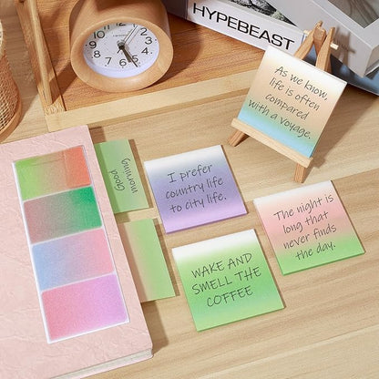 BAYTORY 300 Sheets Transparent Glitter Sticky Note, 3 × 3 Clear Memo Pads, Self-Stick Index Tabs, Waterproof See Through Self-Adhesive Sticky Notes, for Office School Supplies (76mm)