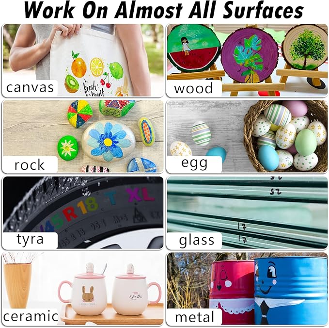 Purple Paint Markers, 8 Pack Oil-Based Waterproof Quick Dry Permanent Paint Pen Set for Rocks Painting, Wood, Fabric, Plastic, Canvas, Glass, Mugs, Metal, Tire, Stone, DIY Craft