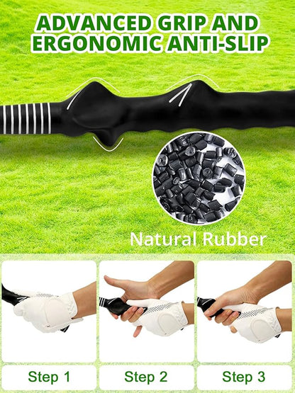 Retractable Golf Swing Trainer with Arm Band - Click Stick Golf Training Aid, Right-Handed Golf Swing Practice Stick for Chipping & Hitting, Portable Indoor Outdoor Golf Practice Stick