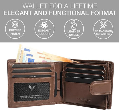 Soft Leather Wallet for Men - Mens Wallet Bifold with Zipper Coin Pocket - Holds Bills, Credit Cards, Coins - Carteras para Hombres Piel - Billeteras de Hombres Cuero Original - RFID Blocking.