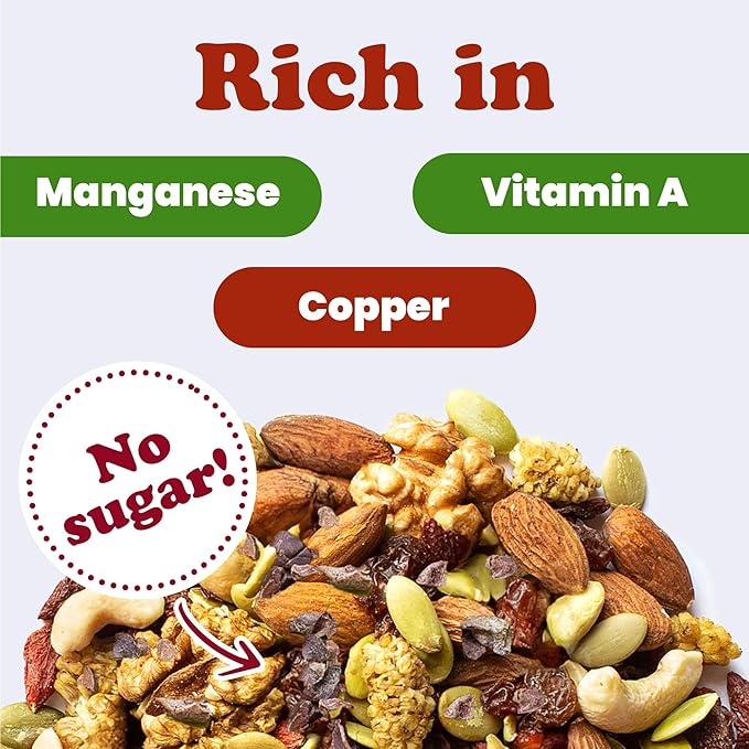 Food to Live - Organic Raw Munchies Snack Mix, 1 Pound - Raw and Non-GMO Snack Mix Contains Cacao Nibs, Raisins, Almonds, Cashews, Walnuts, Goji Berries, Mulberries, Pumpkin Seeds