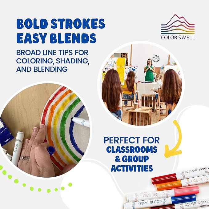 Color Swell Washable Bulk Markers 72 Packs 8 Count Vibrant Colors 288 Total Markers Bulk Perfect for Teachers, Kids and Classrooms