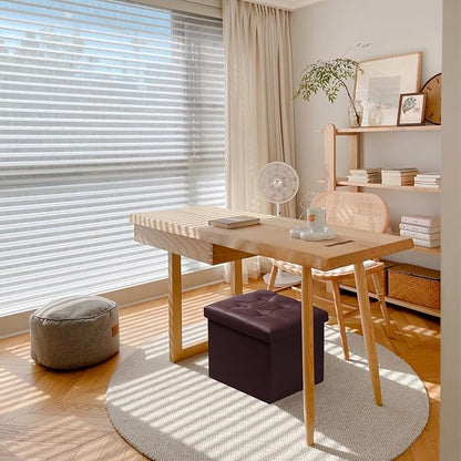 AmasSmile Storage Ottoman Folding Foot Rest Stool, Leather Footstool Bench, Short Ottoman Stool, Storage Foot Rest Store, Books (Brown-2pc, 17" D x 13" W x 13" H)