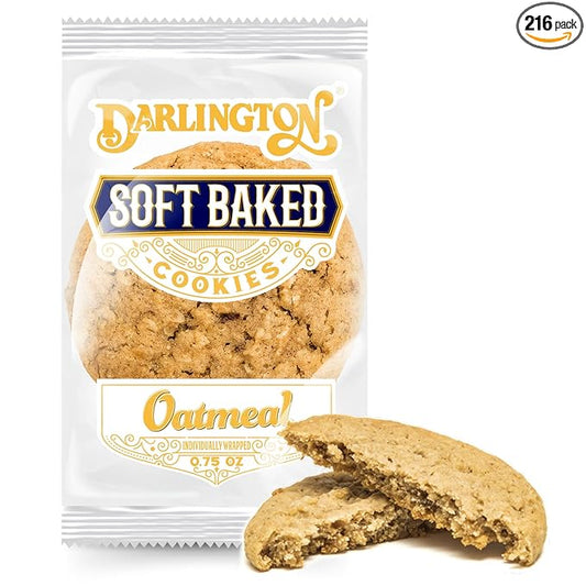 Darlington Snacks Individually Wrapped Oatmeal Cookies Soft Baked, 100% Nut Free Soft Baked Cookies Oatmeal, Made in USA, 0.75 Oz, 216 Count