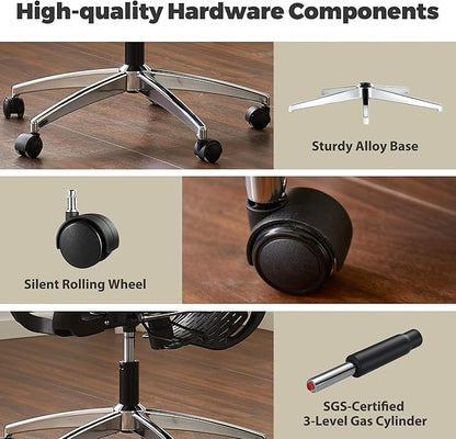 Mesh Ergonomic Office Chair with 6D Armrests,High Back Mesh Gaming Chair with Lumbar Support,Adjustable Seat Depth,3D Headrest,Footrest for Big & Tall