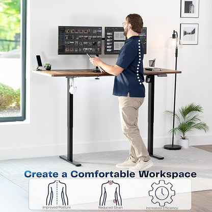 VIVO Electric 71 x 30 in Rustic Standing Desk, Memory Height Adjustment, 1B Series, Vintage Brown Top Black Frame, DESK-KIT-1B7N
