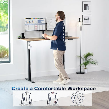 VIVO Electric 63 x 32 in Standing Desk, Memory Height Adjustment, 1B Series, Reclaimed Wood Top Black Frame, DESK-KIT-1B1P