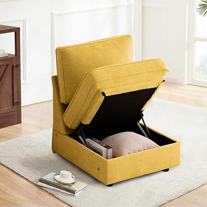 TEKAMON Middle Seat with Storage, Modular Sofa Couch, Yellow