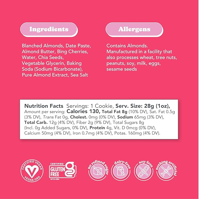 Love + Chew Superfood Soft Baked MINI Cookies, Banana Bread & Cherry Almond, Plant Based Cookie With Almonds, Fruit, & Chia Seeds for Kids & Adults, Vegan Snacks, Gluten Free, Paleo, Non GMO, 16 Pack