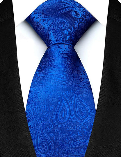 JEMYGINS Mens Paisley Tie and Lapel Pin Necktie Pocket Square and Tie Clip with Sets for Business Casual 4PCS