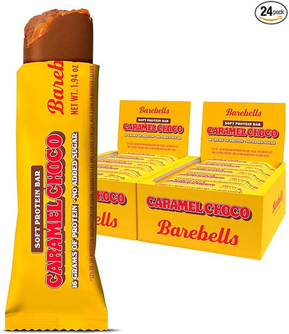 Barebells Soft Protein Bars Caramel Choco - 24 Bars (2 Packs of 12) - Protein Snacks with 16g of High Protein - Fluffy Chocolate Protein Bar with 2g of Total Sugars - Soft Protein Snack & Breakfast Bars