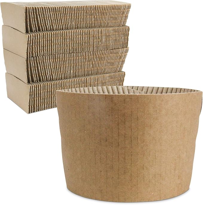 FMP Brands [1000 Pack] Kraft Coffee Cup Sleeves Disposable for Hot Drinks, Durable Corrugated Cardboard Cup Sleeves for 12-24 oz Cups, Beverage Insulator and Hand Protection for Hot & Cold Drinks