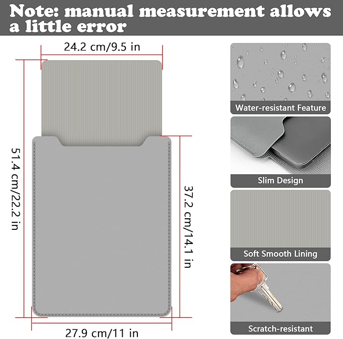 BVYA 15-16" Laptop Sleeve, PU Leather Laptop Case Compatible with MacBook Pro 16 2019-2021 M1 Pro M1 Max (A2485 A2141), Case Compatible with MacBook Pro 15 2010-2019 (A1990 A1707 A1398)