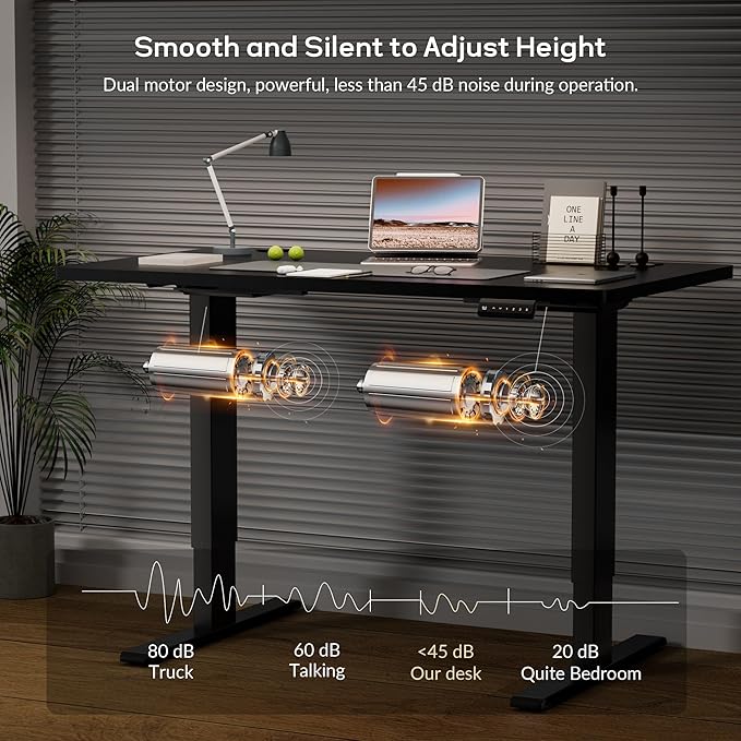 Dual Motor Electric Standing Desk Frame, Height Adjustable Table Legs for Max 90″ x 44″ Desktop with 330lbs Capacity, Ergonomic Sit Stand Up Desk Base for Home Office, Black Frame Only