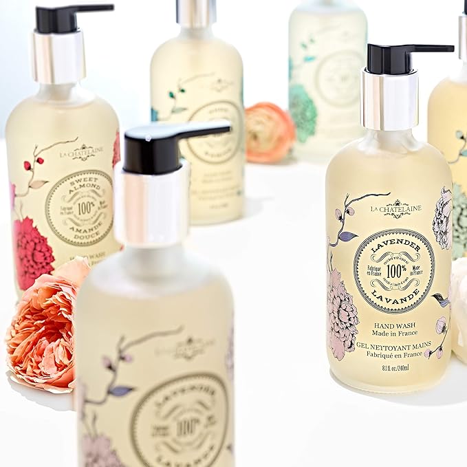 La Chatelaine Hand Wash & Lotion Set | Sulfate Free | Frosted Glass Bottles | Nourishing Shea Butter Formula | Natural and Organic | Made in France | 2 x 8.1 oz. (Lavender)