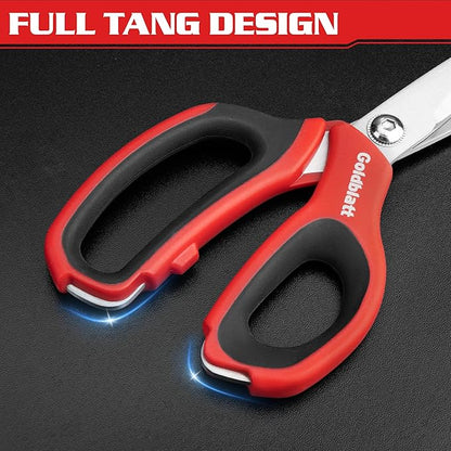 Goldblatt 2PCS Heavy Duty Scissors, Multipurpose Shop Scissors with Stainless Steel Blade and Comfortable Handle, Easy Cutting Cardboard, Wires, Leather, Fabric