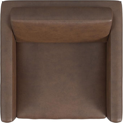 HomePop Modern Metal Frame Accent Chair Home Décor|Accent Chairs for Living Room & Bedroom - Brown Faux Leather