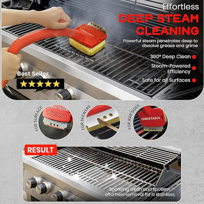 Grill Brush Bristle Free for Outdoor Grill + 2 Replaceable Heads Safe Grill Cleaner – Ultimate BBQ Brush fit Dual Handle/Comfort/Heat Resistant, Grill Scraper for Cast Iron, Stainless-Steel Grates