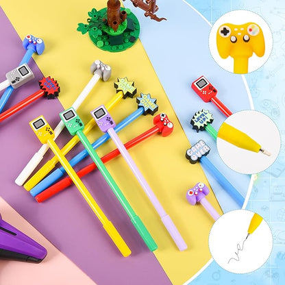 LiYiQ 25 Pcs Video Game Cartoon Cute Fun Pens for Kids Kawaii Games Handle Level Up Games Console Shape Gel Black Ink Pen Cute Video Game Pens for School Office Home Student Kids Present