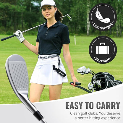 Pro Golf Club Brush Cleaner with Multi Purpose Heavy Duty Retractable Clamp and Squeeze Bottle for 4 oz of Water, Premium Golf Accessories for Men