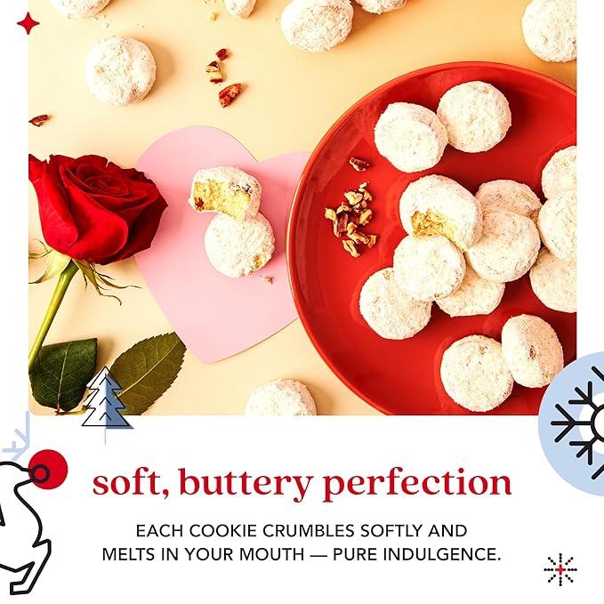 David’s Cookies Winter Wonderland Butter Pecan Meltaway Cookies Tin - Delicious Butter Cookies with Crunchy Pecans - Soft & Melt In Your Mouth Flavorful Cookies, Gourmet Holiday Food Gift Basket 16oz
