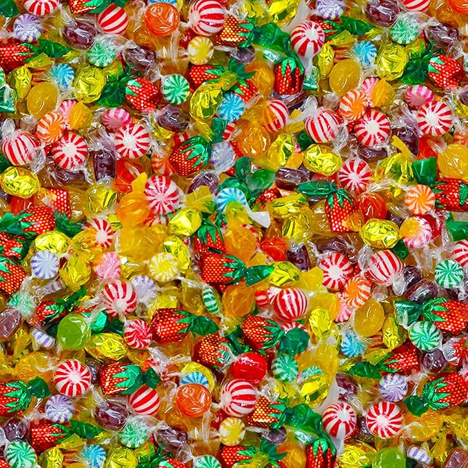 Dooboe Hard Candy Mix - 7 Pounds - Christmas Big Bulk Hard Candies Individually Wrapped - Holiday Old Fashioned Stocking Stuffers - Rootbeer, Strawberry, Toffee, Mint and More