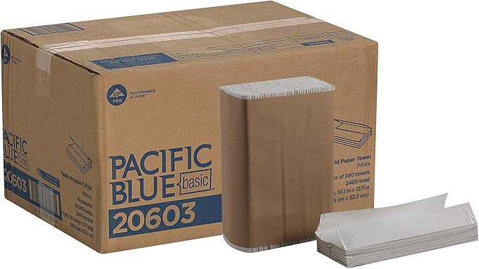 Pacific Blue Basic‚ C-Fold Paper Towels (Previously Branded Acclaim) by GP PRO, White, 20603, 240 Towels per Pack, 10 Packs per case