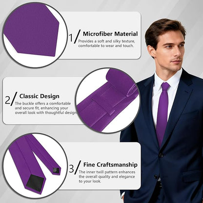 Fineknot Black Ties for Men, Formal Neckties for Men, Solid Color Mens Ties for Business, Wedding, Party, Mens Neck Tie