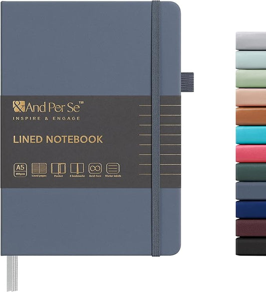 &And Per Se Lined Journal Notebook, 160 Pages, A5 5.7 x 8 inches College Ruled Thick Paper Notebook Journals  (1 Pack, Dark Blue)