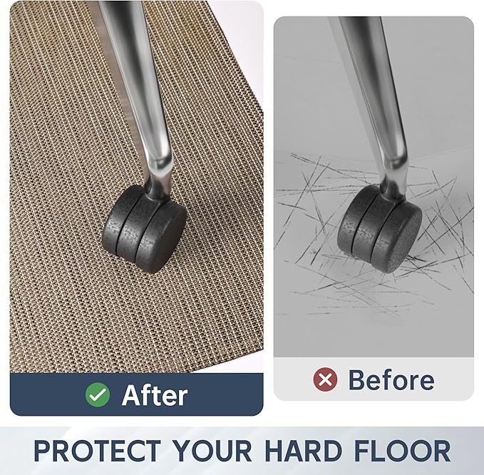 Office Chair Mat for Hardwood Floor, 46" x 60" Desk Computer Chair Mats for Hard Wood, Anti-Slip Easy Glide Rolling Floor Protector Mat, Under Desk Mat for Home Office, Dark Brown
