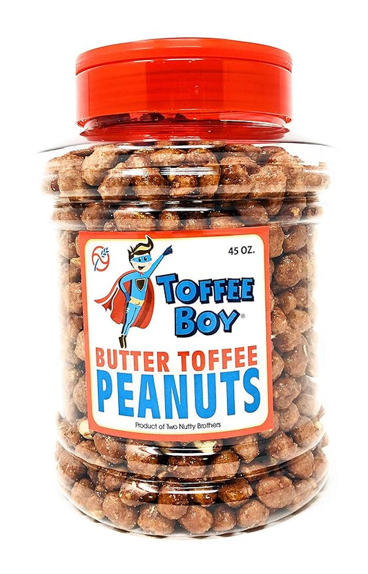 Toffee Boy's Butter Toffee Peanuts - 45 Oz Jar - Family Recipe, Fresh and Hand Cooked, Gluten Free, Real Ingredients, No Preservatives, The PERFECT Holiday Gift