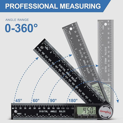 Digital Angle Finder Protractor, 3rd Generation Quick Display Angle Gauge Ruler, 7-Inch (200mm) Professional Measuring Tool for Woodworking, Carpentry, and Construction(plastic）