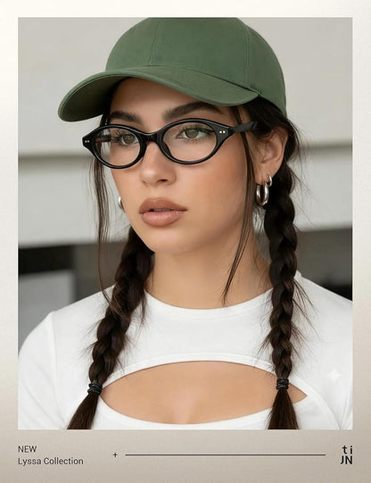 TIJN Olisa Blue Light Blocking Glasses for Women Men,Oval Glasses Frame Bluelight Glasses for Gaming/Computer/Screen