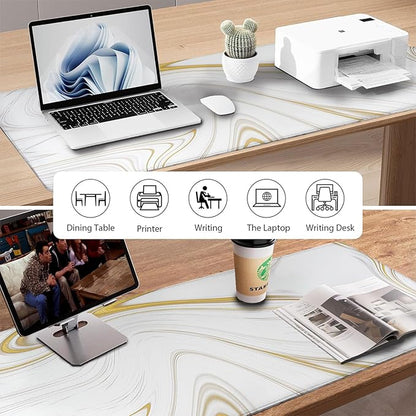 (Luxury Marble Ink Patterns Desk Mat, Waterproof Protection for PC Laptop Home Office Desk Decor (35.4x15.7in)
