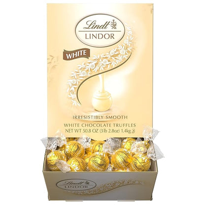 Lindt LINDOR White Chocolate Truffles, Chocolates with Smooth, Melting Truffle Center, 50.8 oz., 120 Count