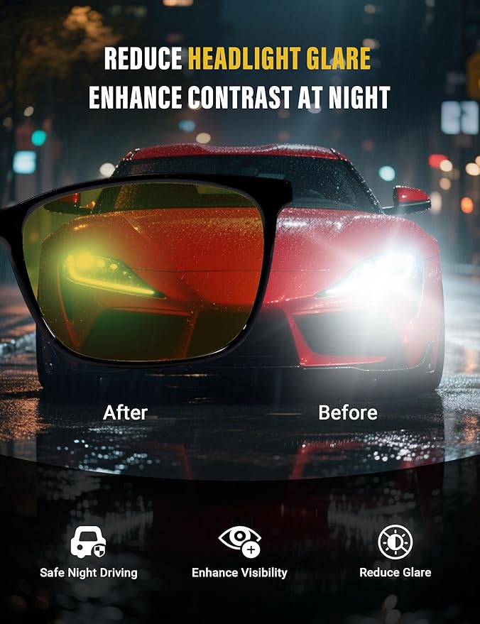 TIJN Sleep Glasses for 99.9% Blue Green Light Blocking for Women Men Dual AR Coating Red Lens for Computer Gaming, TR90