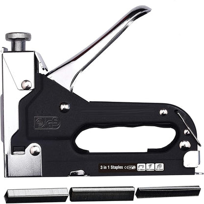 Edward Tools Pro 3 in 1 Heavy Duty Staple Gun with 600 Staples - for Upholstery, Wood, Garden, Wire, Furniture, Roofing - D,U,T Type Staples - Quick Jam Clear - DIY