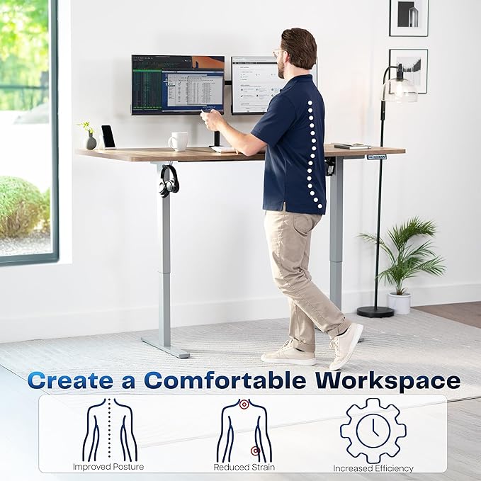 VIVO Electric 71 x 36 in Standing Desk, Memory Height Adjustment, 1B Series, Reclaimed Wood Top Gray Frame, DESK-KIT-1G7P-36