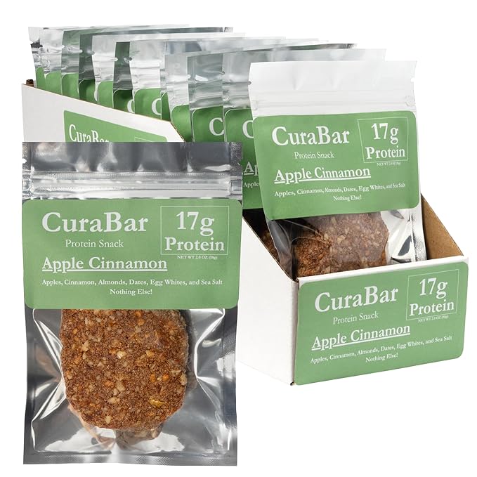 CuraBar Protein Bars – Apple Cinnamon, 17g Protein, Low Carb, Gluten Free, Dairy Free, Healthy Snack, Seed Oil Free, No Artificial Ingredients, 12 Count