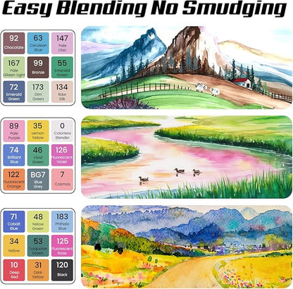 168 Colors Alcohol Markers, Art Markers for Kids Adults Artists Coloring Book Painting Sketching, Dual Tip Drawing Marker Set Perfect for Boys Girls Students Gift (168)
