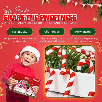 Christmas Mini Candy Canes - Red & White Peppermint Individually Wrapped for Holiday Indulgence - Bulk Christmas Candy for Kids & Adults - Holiday Decorations & Treats, 200 Pack