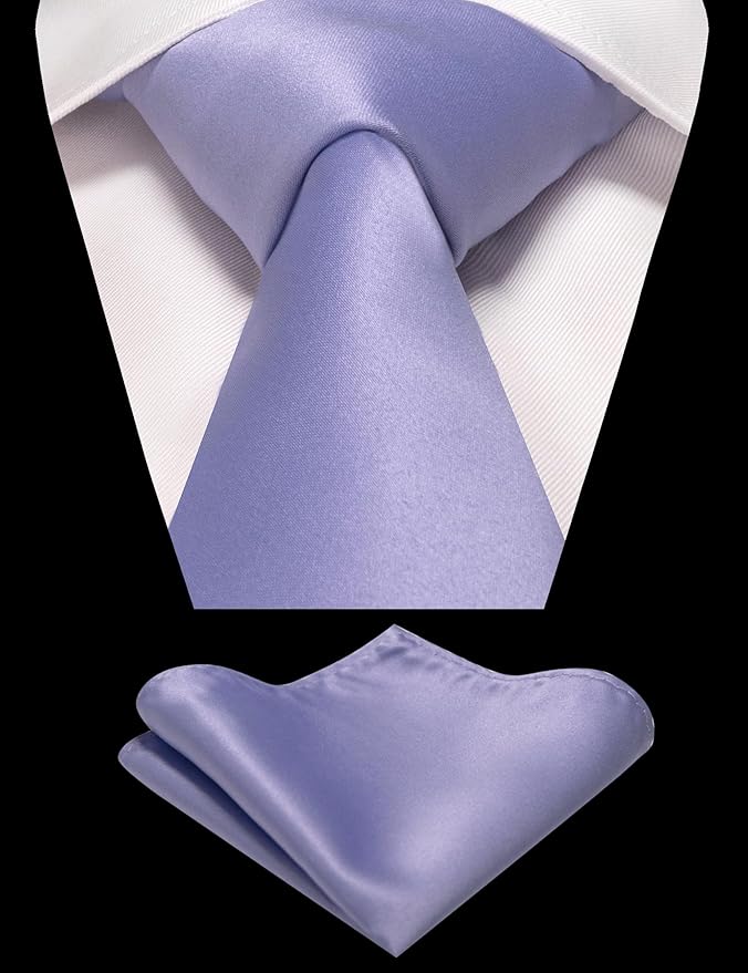 RBOCOTT Solid Color Tie and Pocket Square Hankerchief with Lapel Pin Set for Men