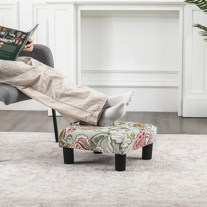 Joveco Small Foot Rest Stool Ottoman, 15" Fabric Square Footstool Upholstered Footrest for Chair, Under Desk, Office, Living Room, Boho Floral