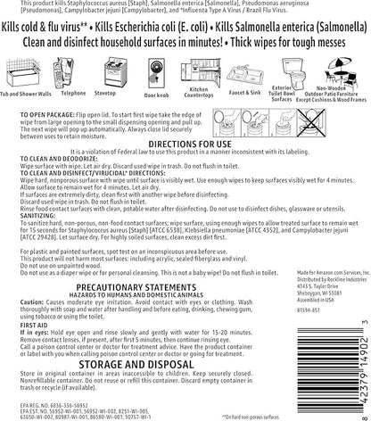 Amazon Basics Disinfecting Wipes, Lemon Scent, Sanitizes/Cleans/Disinfects/Deodorizes, 255 Count (3 Packs of 85)