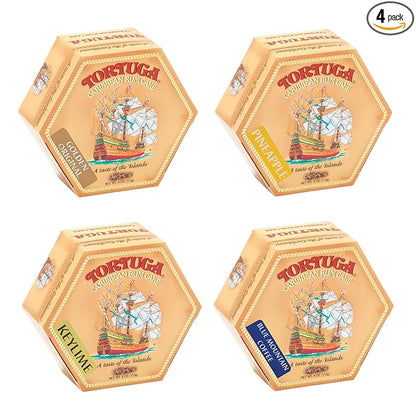Tortuga Caribbean Rum Cake 4 Pack Assortment- Original, Keylime, Pineapple & Blue Mountain Coffee