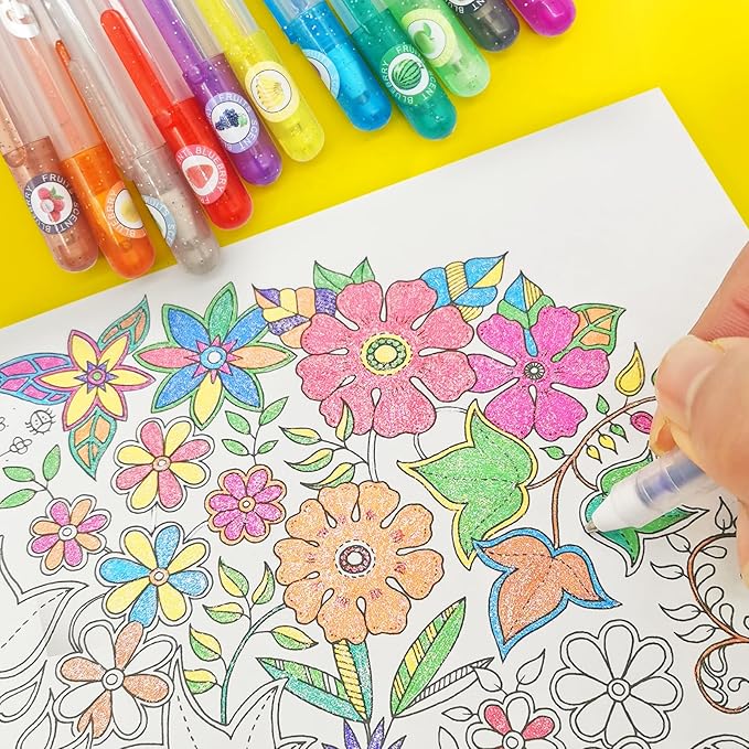 36 PCS Scented Glitter Color Gel Pen Smooth Writing Stationery Kit Cute Smell Good Fruit Flavors Coloring for Girls Kids Art Crafts School Stocking Stuffers