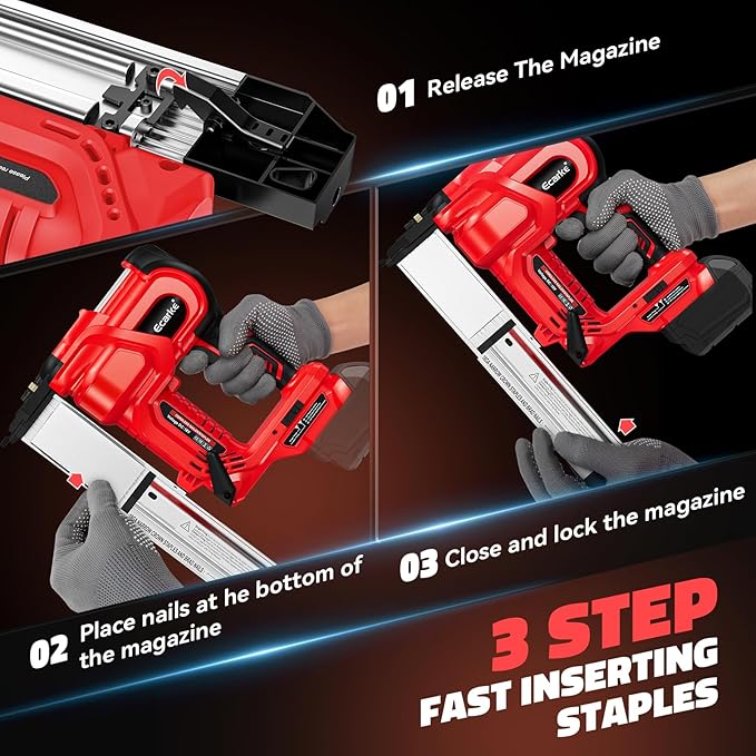 Ecarke 2" Electric Nail Gun Compatible with Milwaukee 18V Battery(No Battery),2 in 1 Cordless Brad Nailer Stapler with 1000 Nails,18 Gauge Nail Gun Battery Powered,2 Firing Modes for Trim Wood DIY